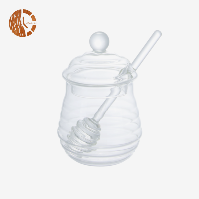 Honeycomb Glass Honey Jar Set